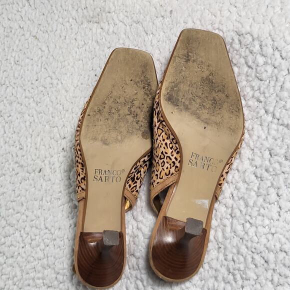 Franco Sarto Leopard Print Calf Hair Slingback Pumps kitten heels size 6.5 - Picture 6 of 6